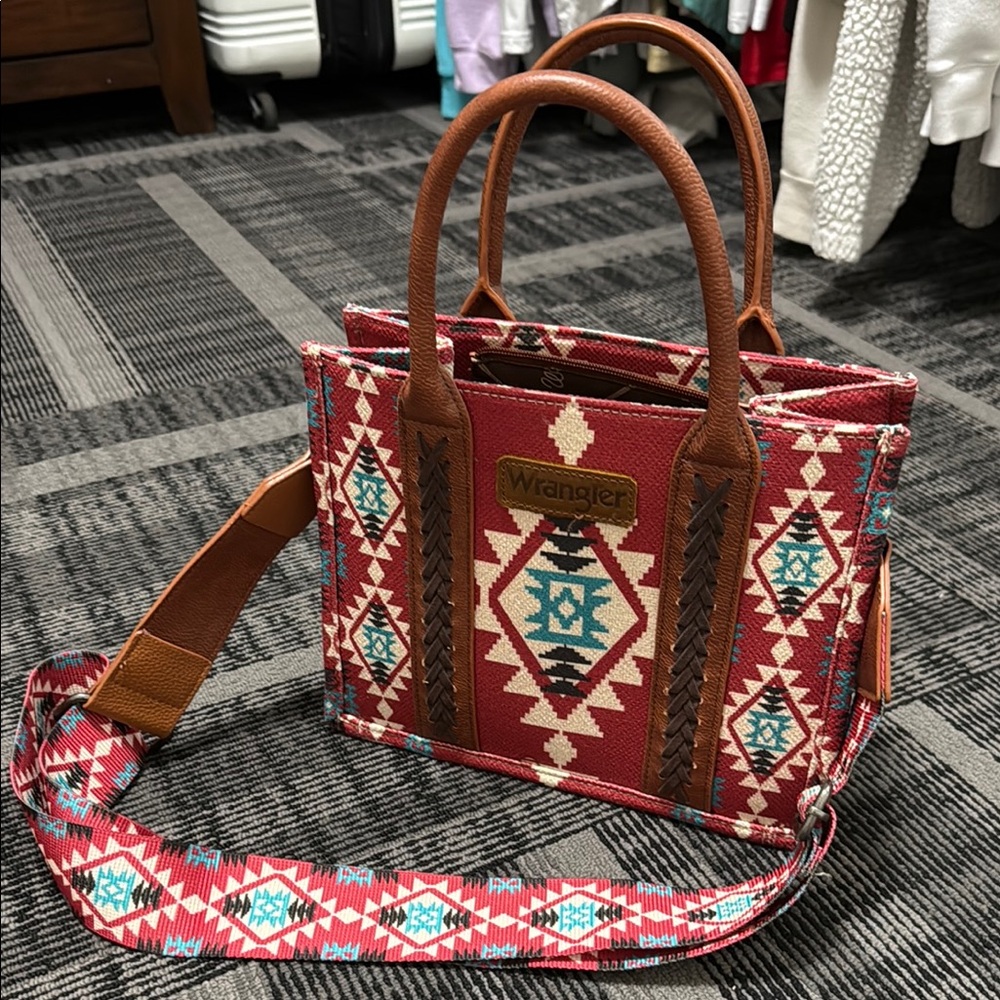 Wrangler Red and Brown Patterned Women's Bag
